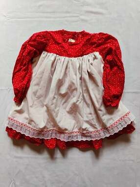 Vintage Peaches 'n Cream Red Floral Pinafore Dress - Size 4T